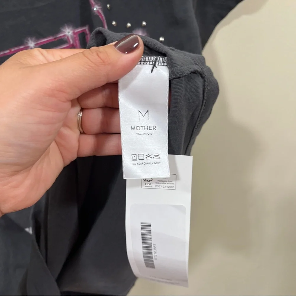 Mother denim Women's The Boxy Goodie Goodie Tee, Mother World Tour size M - Picture 3 of 6